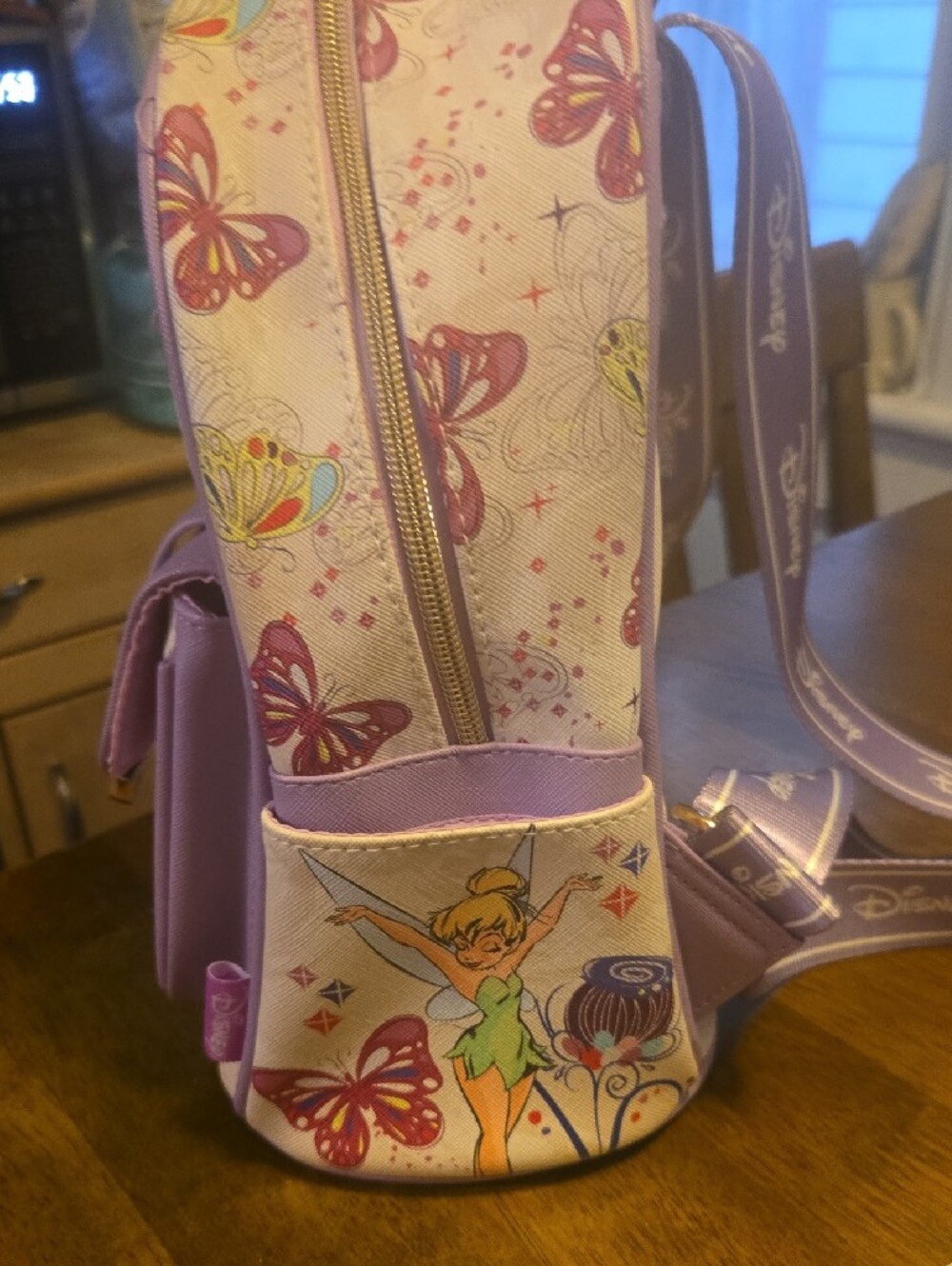 Disney Peter Pan Tinker Bell Kids Backpack - Purple & Cream - Picture 7 of 13